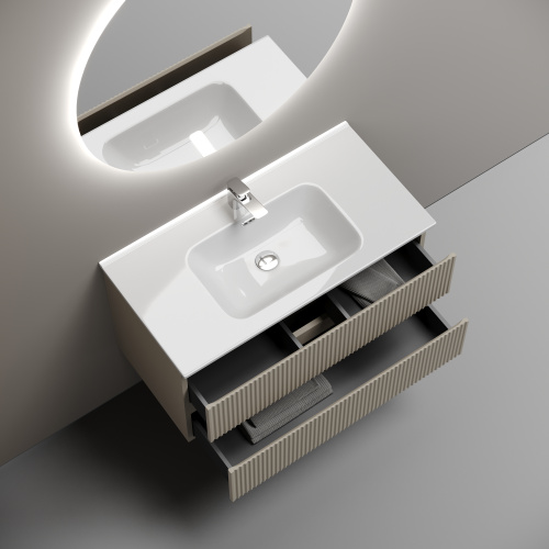 Тумба под раковину Sancos SNOB R SNR90CE 89х45х50 подвесная цвет бежевый - фото 5